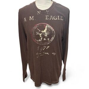American Eagle Outfitters Brown Long Sleeve Graphic Tee